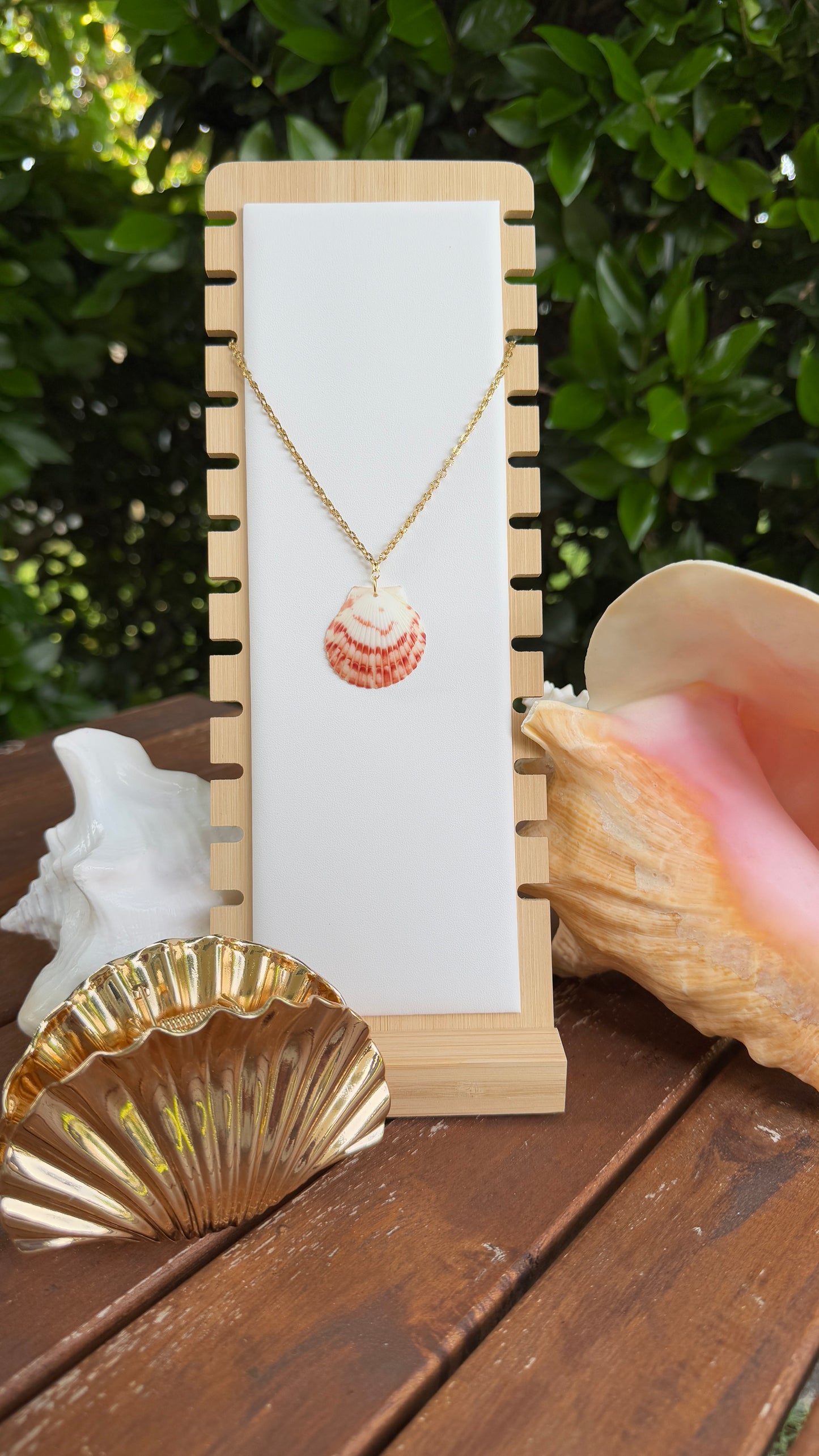 Handmade Calico Seashell Necklace